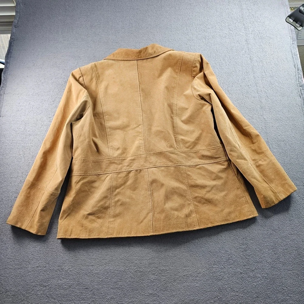 Lane Bryant Leather Jacket Womens 18/20 Brown Outer Shell Notch Lapel Button-Up - Picture 2 of 14